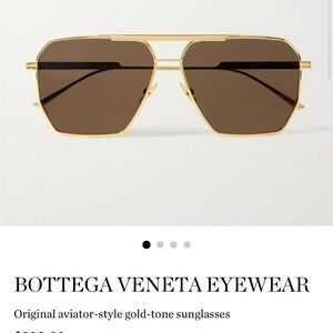 Bottega Veneta Gold Aviator Sunglasses